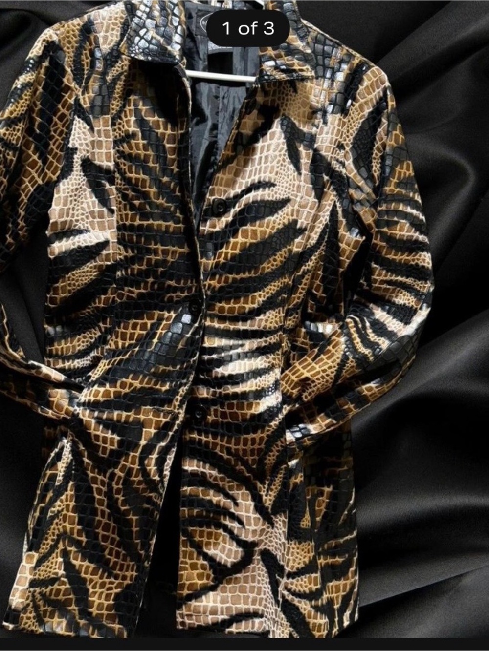 Selene Sport Animal-Print Trench Coat in Brown & Black